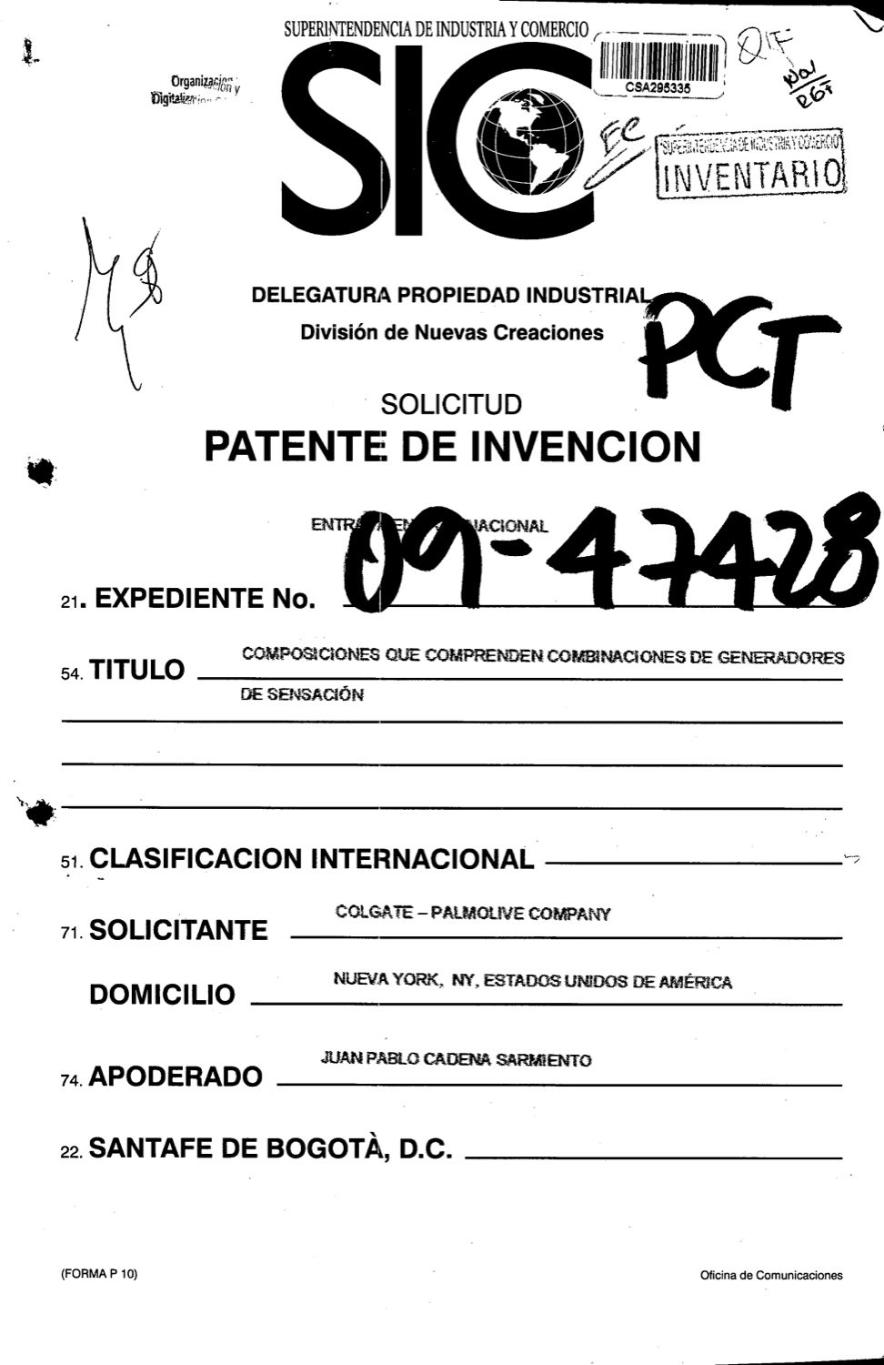 COMPOSICIONES QUE COMPRENDEN COMBINACIONES DE GENERADORES DE SENSACION