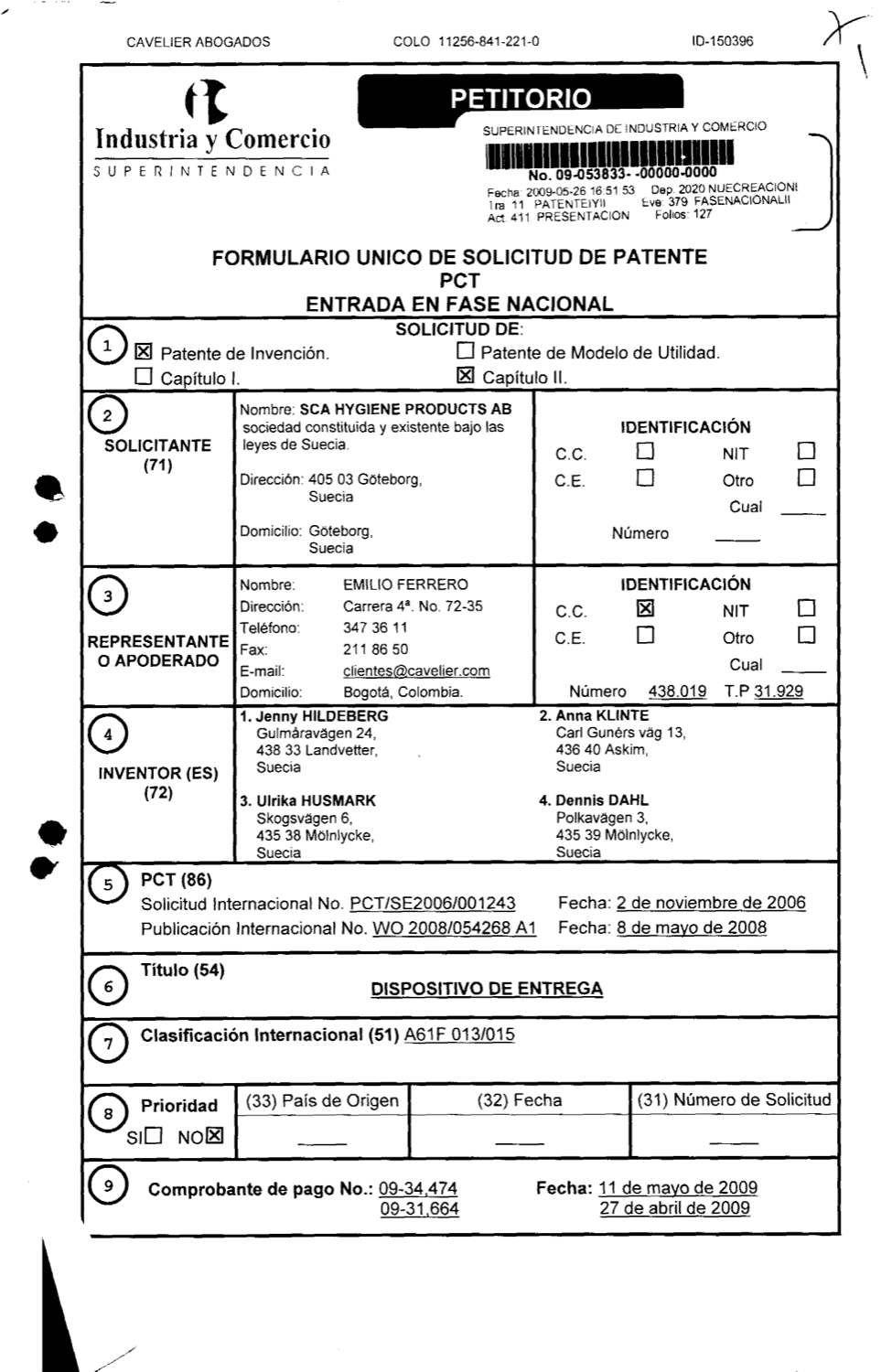 DISPOSITIVO DE ENTREGA
