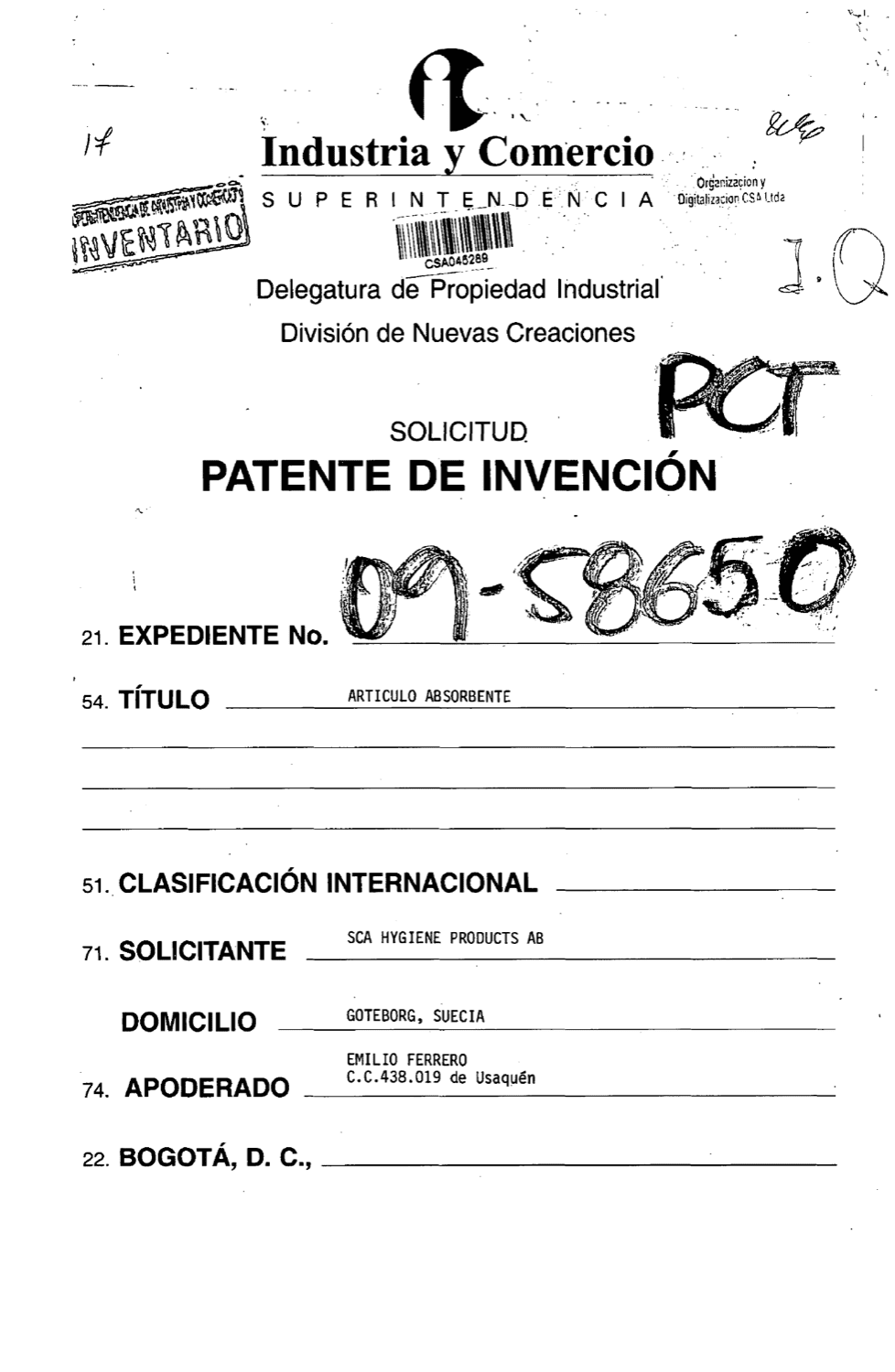 ARTICULO ABSORBENTE
