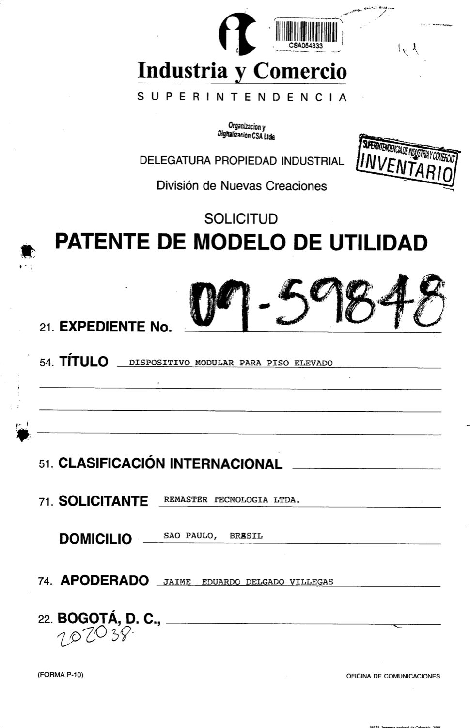 DISPOSITIVO MODULAR PARA PISO ELEVADO