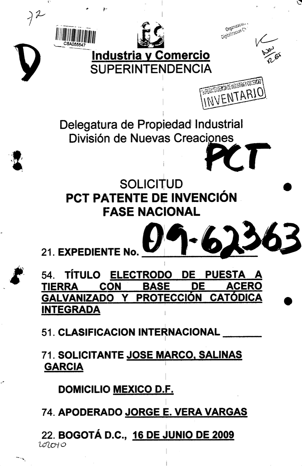 ELECTRODO DE OUESTA A TIERRA CON BASE DE ACERO GALVANIZADO Y PROTECCION CATODICA INTEGRADA