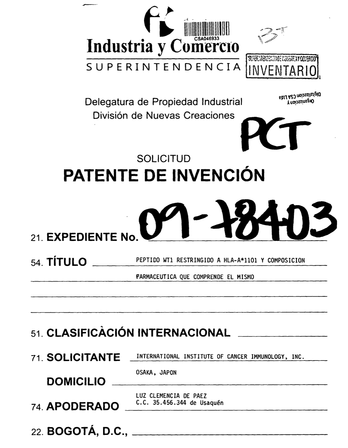 PEPTIDO WT1 RESTRINGUIDO A