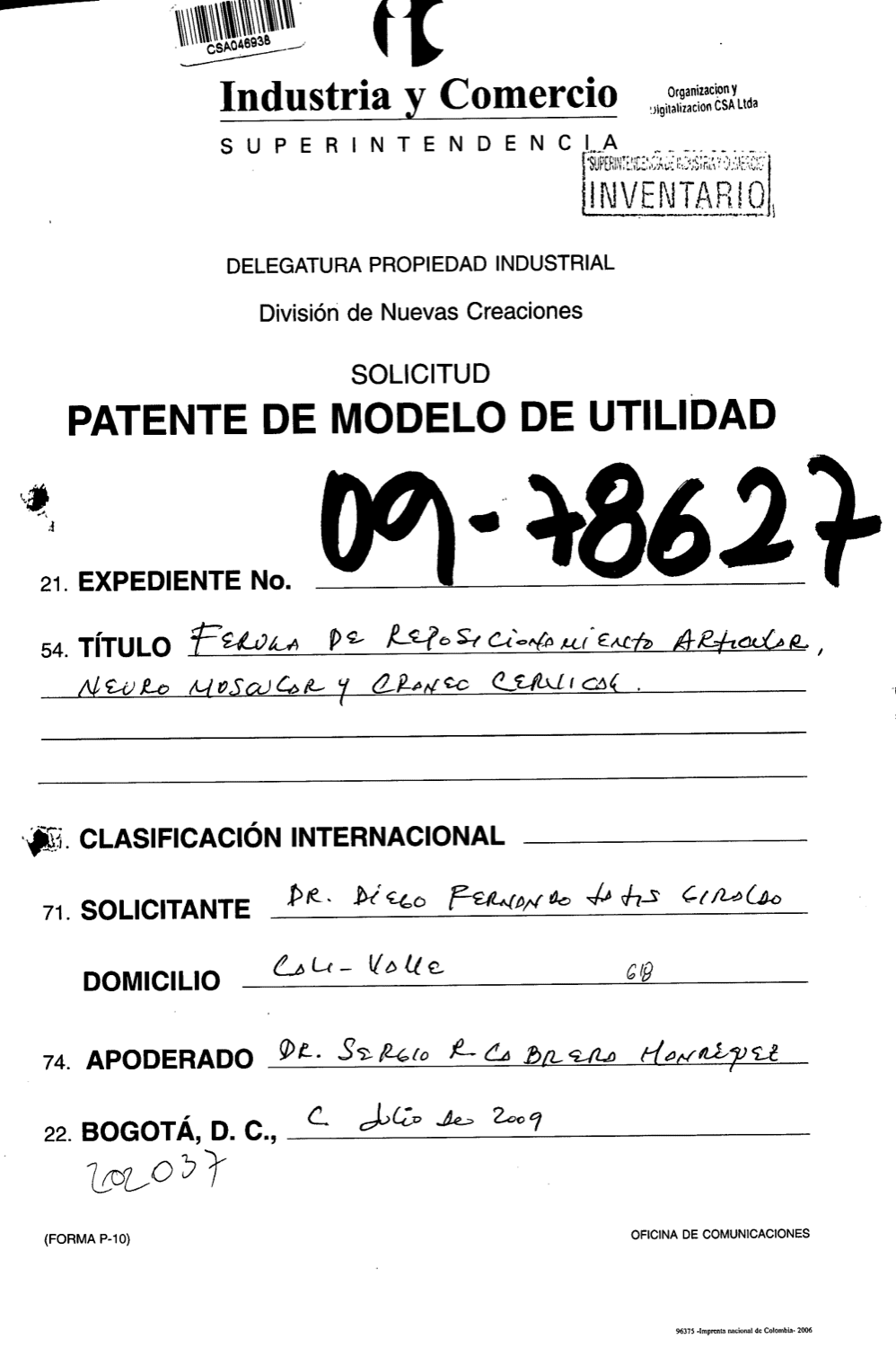 FERULA DE REPOSICIONAMIENTO ARTICULAR NEURO MUSCULAR Y CRANEO CERVICAL
