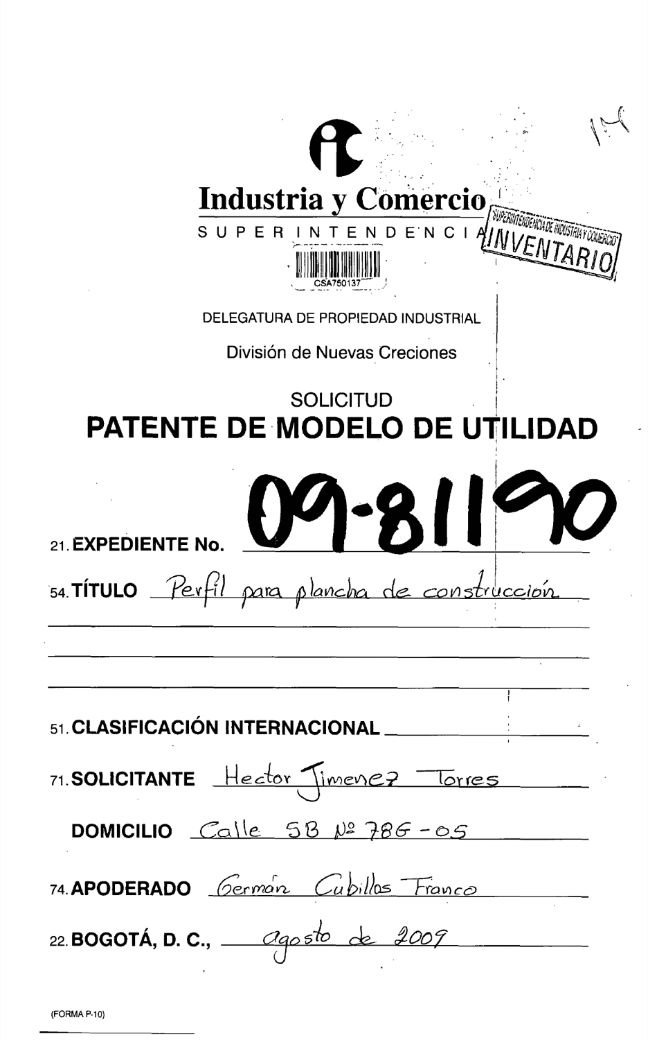 PERFIL PARA PLANCHA DE CONSTRUCCION