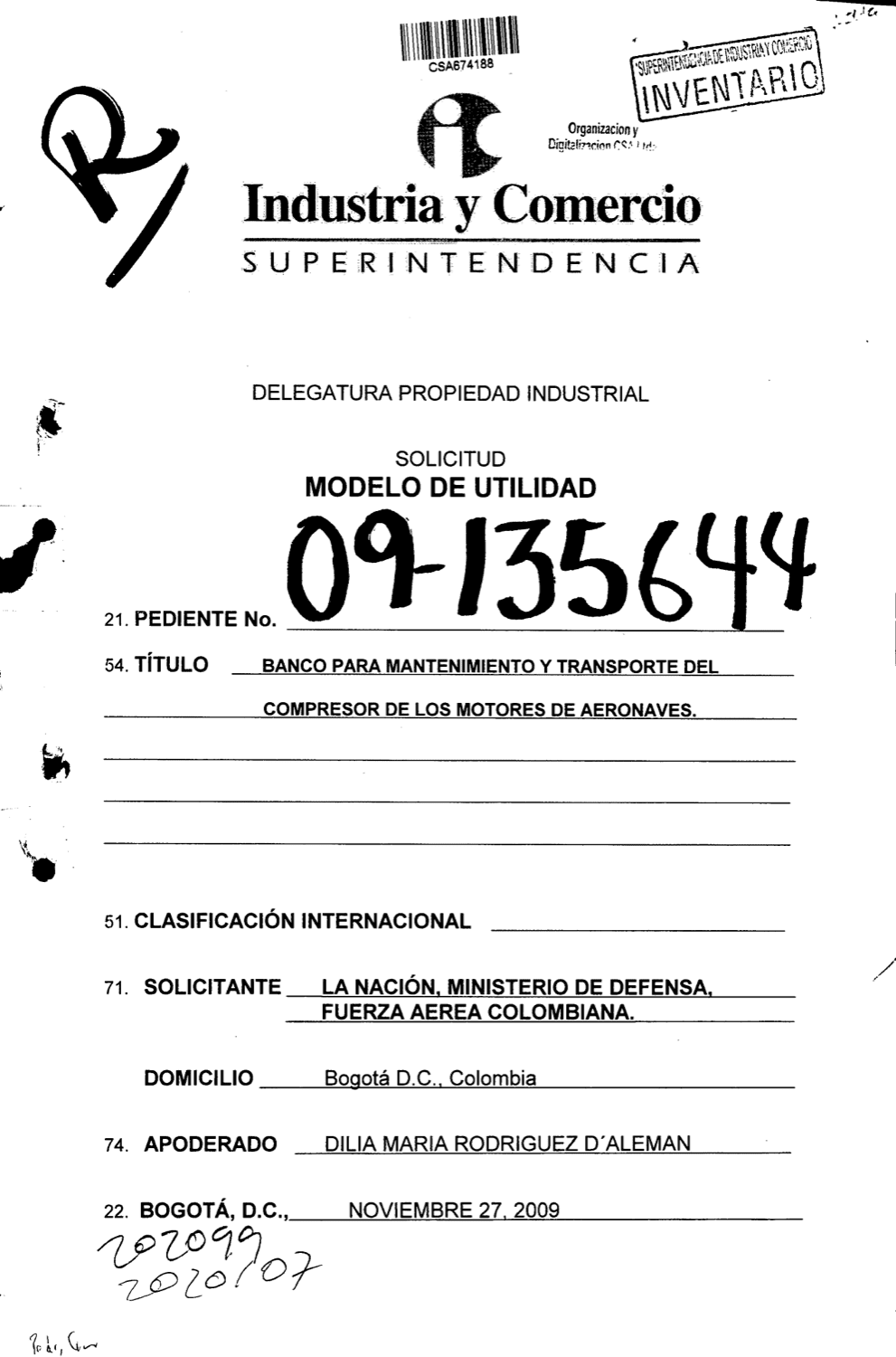 BANCO PARA MANTENIMIENTO Y TRANSPORTE DEL COMPRESOR DE LO MOTORES DE AERONAVES