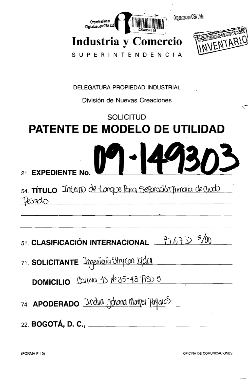 INTERNOS DE TANQUE PARA SEPARACION PRIMARIA DE CRUDO PESADO