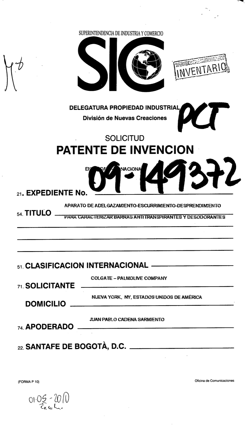 APARATO DE ADELGAZAMIENTO ESCURRIMIENTO DESPRENDIMIENTO PARA CARACTERIZAR BARRAS ANTITRANSPIRANTES Y DESODORANTES