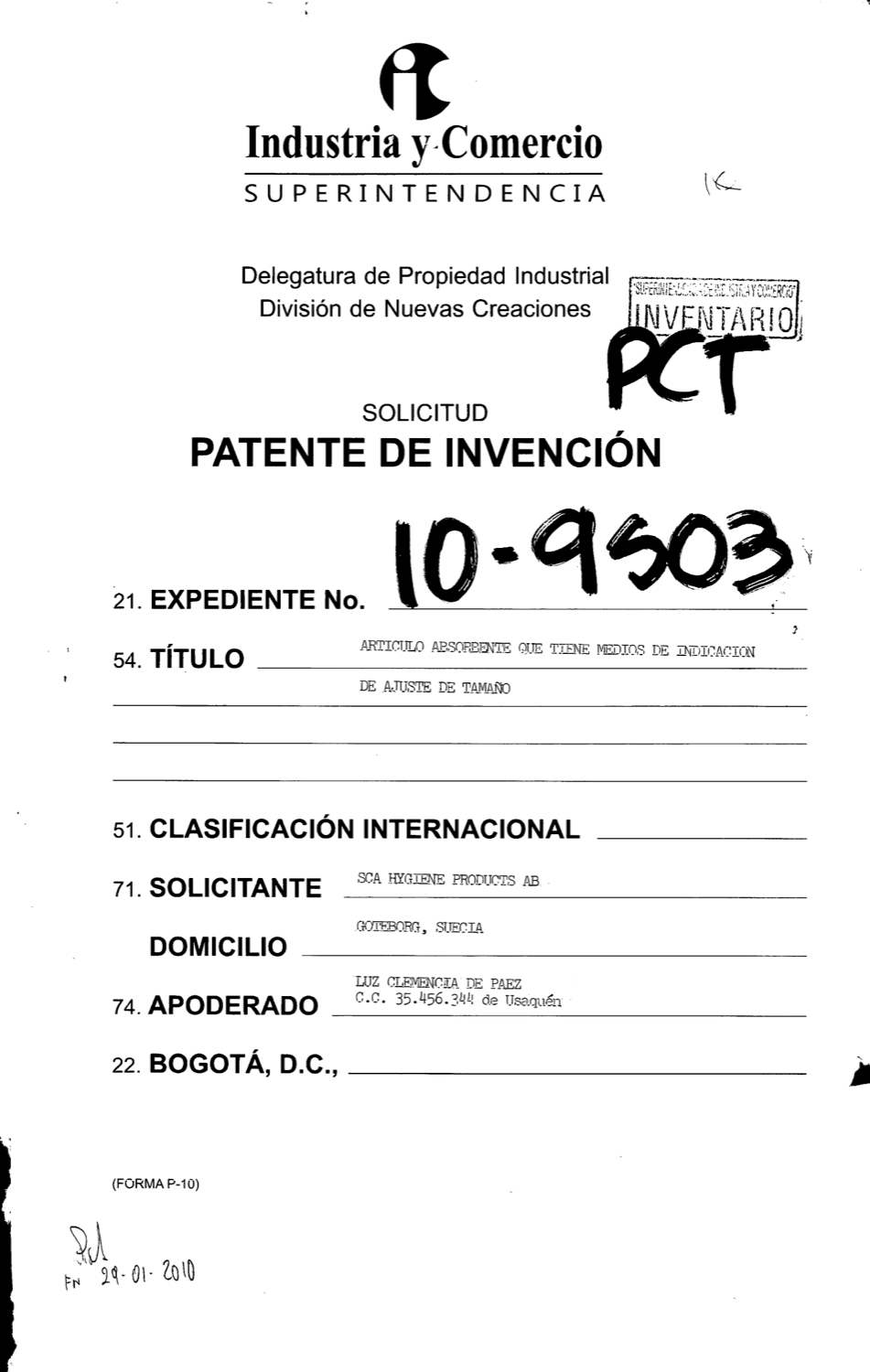 ARTICULO ABSORBENTE QUE TIENE MEDIOS DE INDICACION DE AJUSTE DE TAMAÑO