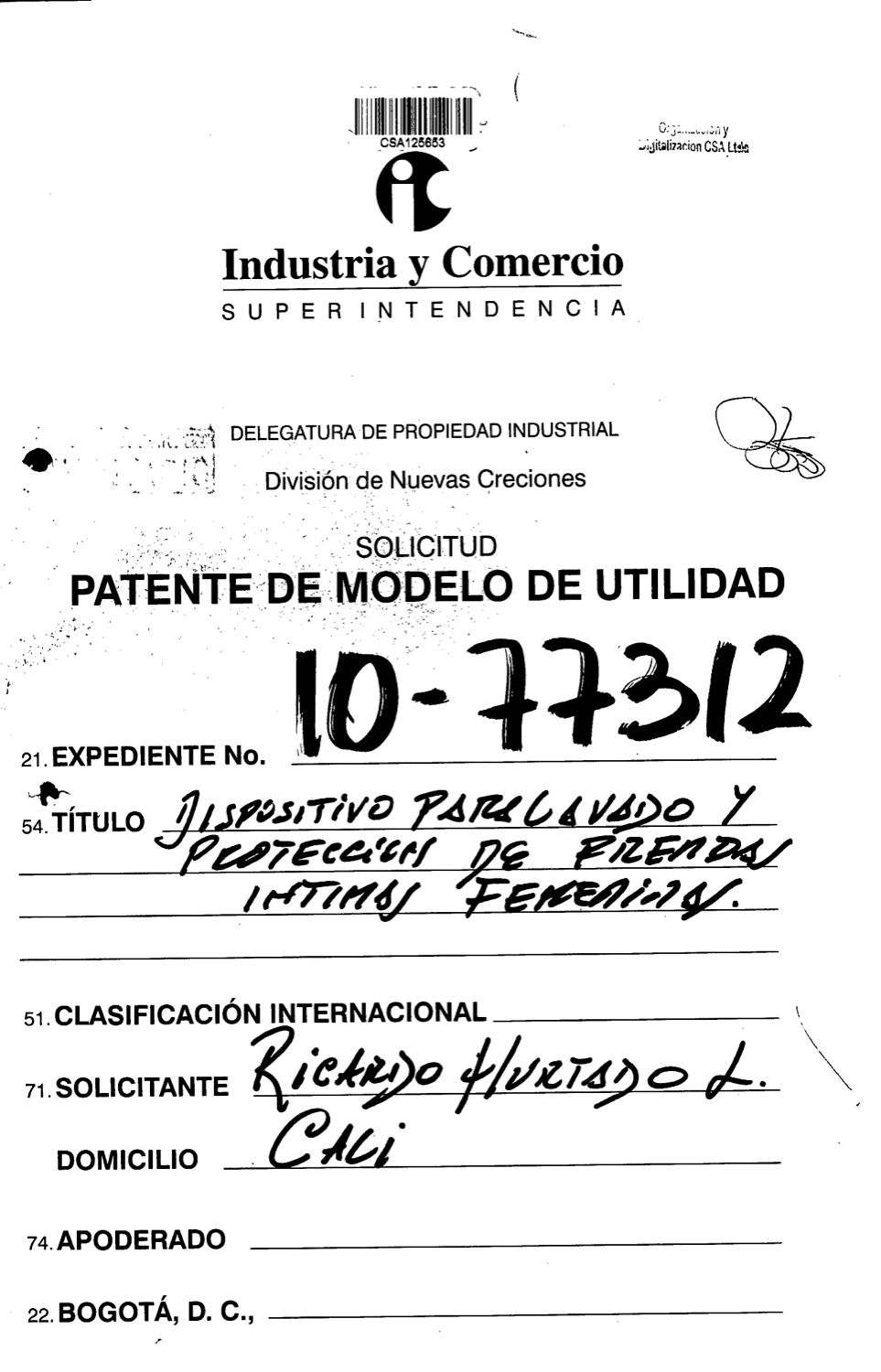 DISPOSITIVO PARA LAVADO Y PROTECCION DE PRENDAS INTIMAS FEMENINAS