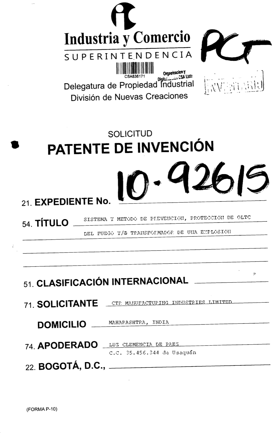 UN MÉTODO Y SISTEMA PARA PREVENIR, PROTEGER ANTICIPADAMENTE A COMBINADORES DE REGULACIÓN EN CARGA (OLTC) DE INCENDIOS Y/O A TRANSFORMADORES DE EXPLOSIONES CON ANTERIORIDAD A LA DESCOMPOSICIÓN DEL LÍQUIDO REFRIGERANTE COMBUSTIBLE / ACEITE DIELÉCTRICO