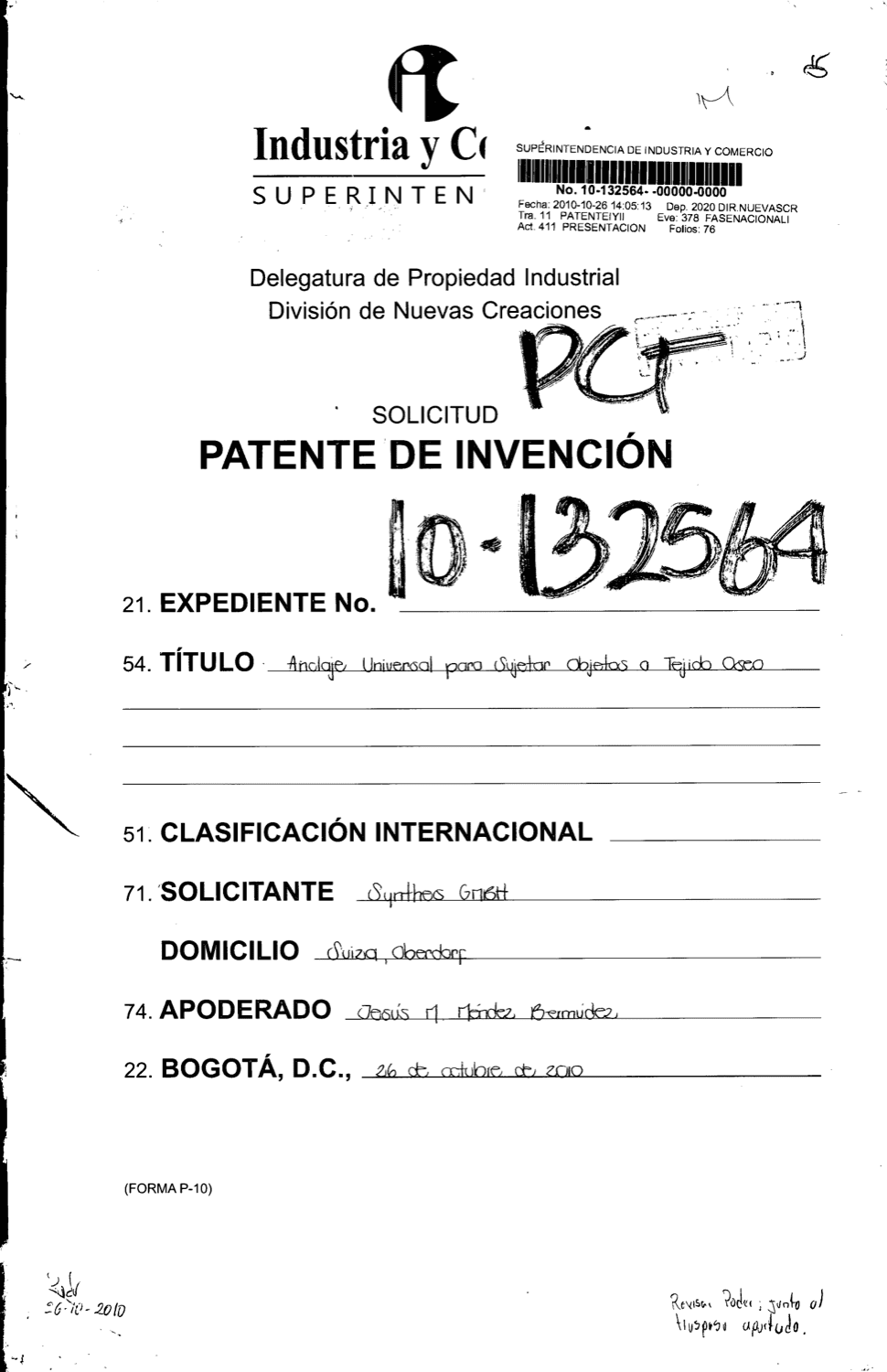 ANCLAJE UNIVERSAL PARA SUJETAR OBJETOS A TEJIDO OSEO