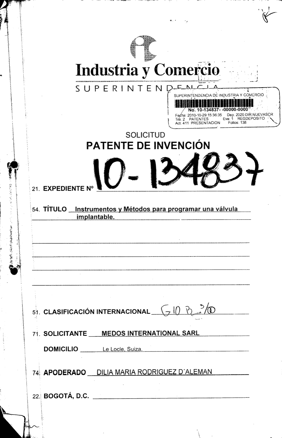INTRUMENTOS Y METODOS PARA PROGRAMAR UNA VALVULA IMPLANTABLE