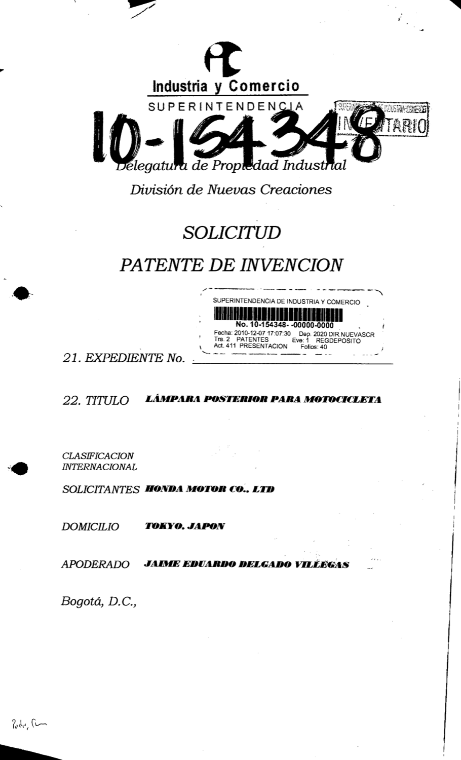 LAMPARA POSTERIOR PARA MOTOCICLETA
