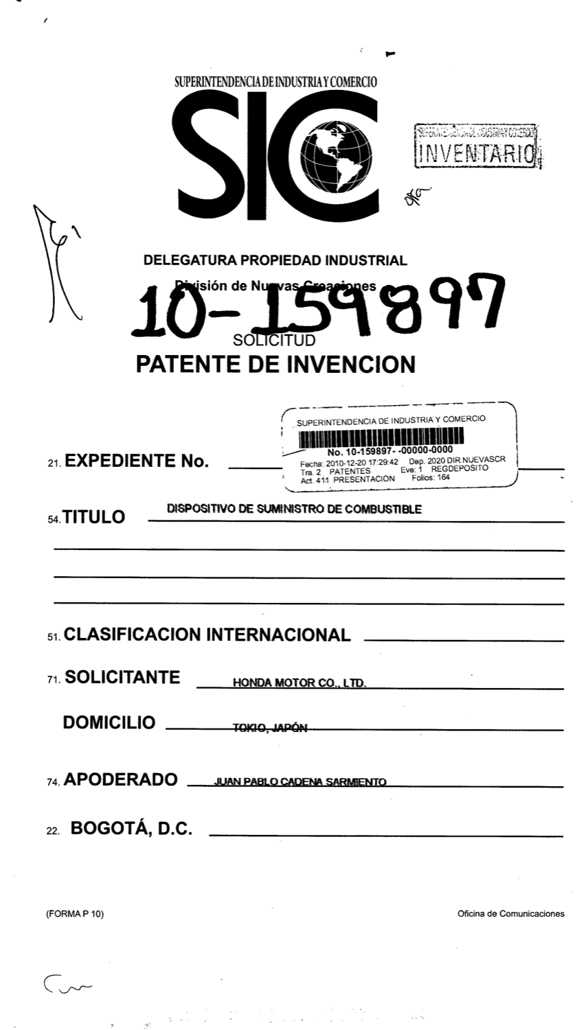 DISPOSITIVO DE SUMINISTRO DE COMBUSTIBLE