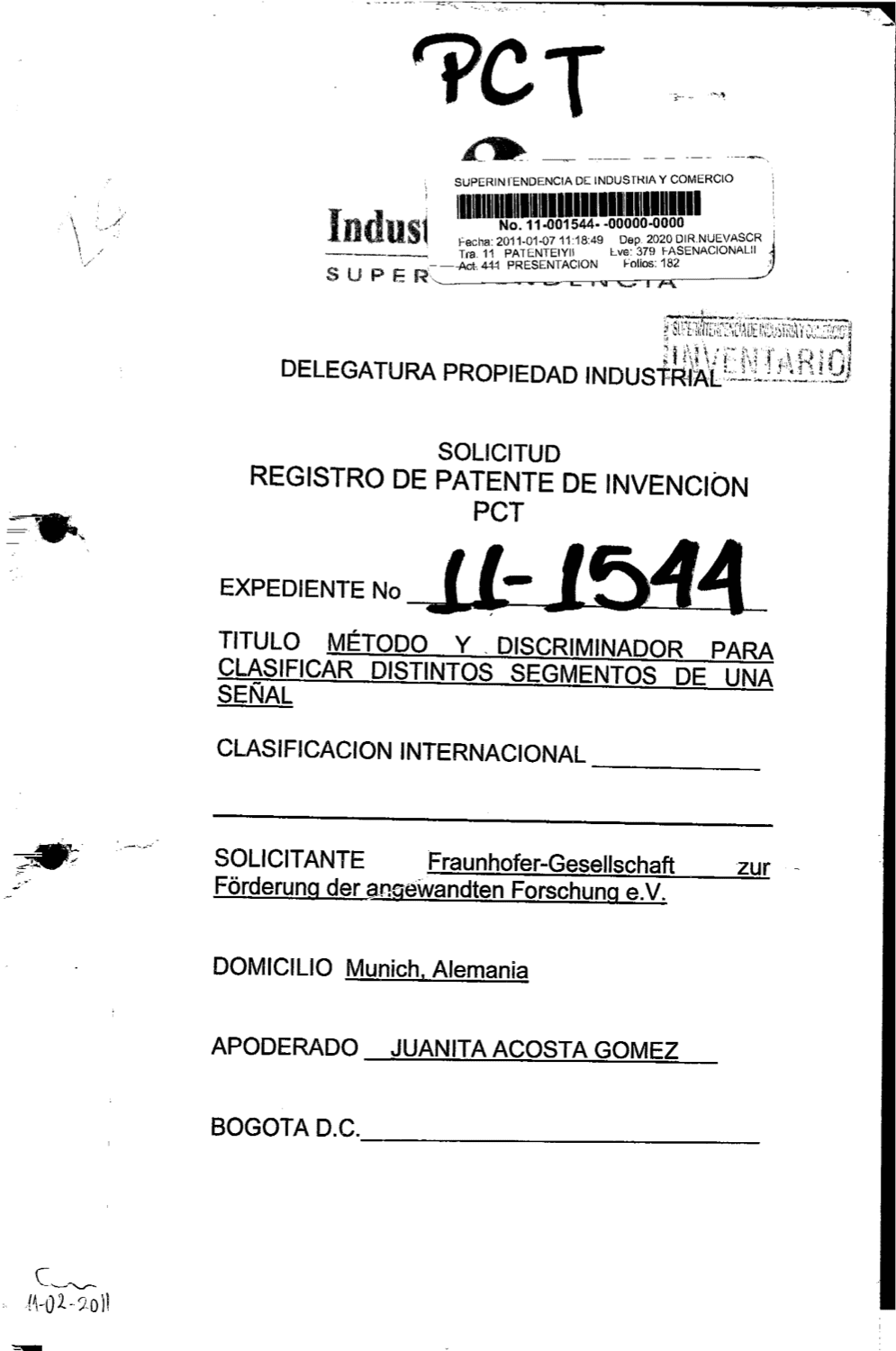 MÉTODO PARA CLASIFICAR DISTINTOS SEGMENTOS DE UNA SEÑAL