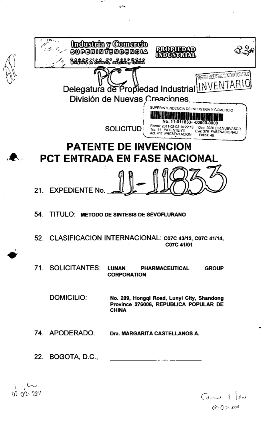 METODO DE SINTESIS DE SEVOFLURANO