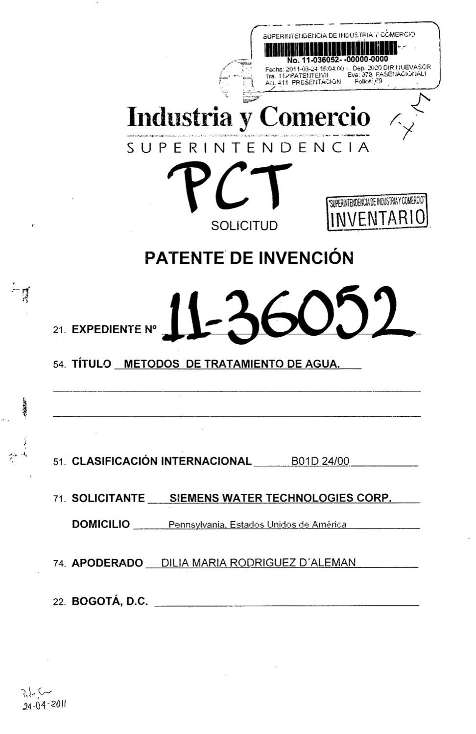 MÉTODOS DE TRATAMIENTO DE AGUA