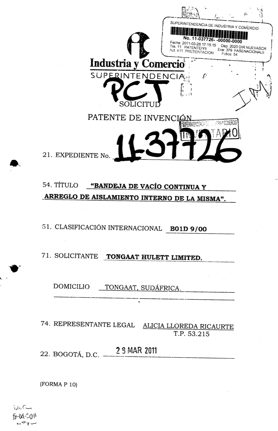 BANDEJA DE VACÍO CONTINUA CON ARREGLO DE AISLAMIENTO INTERNO