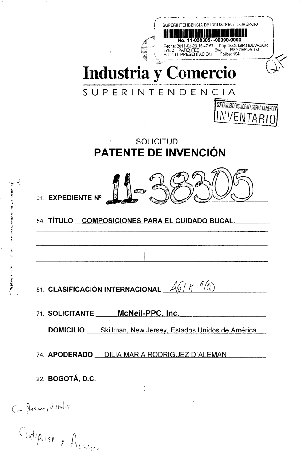 COMPOSICIONES PARA EL CUIDADO BUCAL
