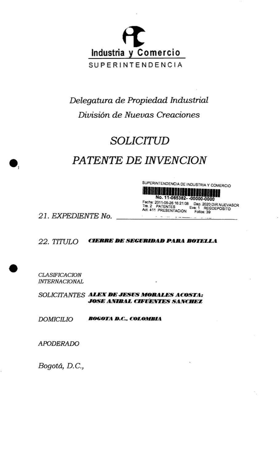 CIERRE DE SEGURIDAD PARA BOTELLA