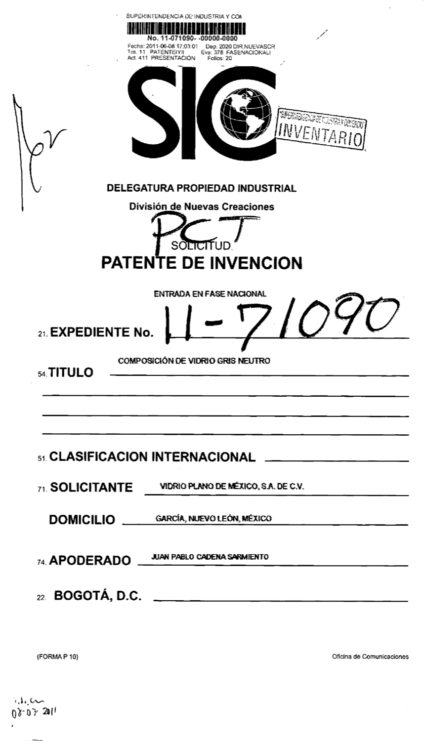 COMPOSICIÓN DE VIDRIO GRIS NEUTRO