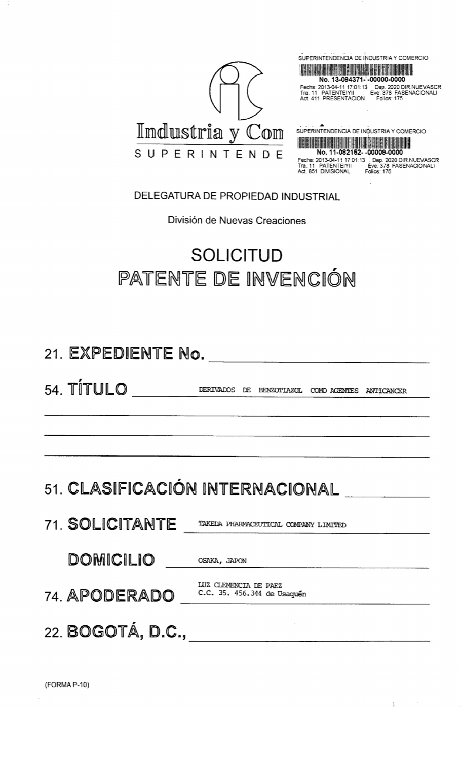 DERIVADOS DE BENZOTIAZOL COMO AGENTES ANTICANCER