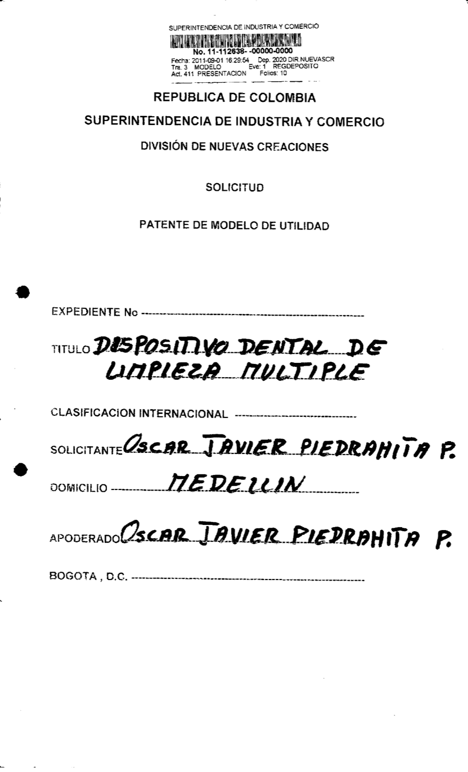 DISPOSITIVO DENTAL DE LIMPIEZA MÚLTIPLE