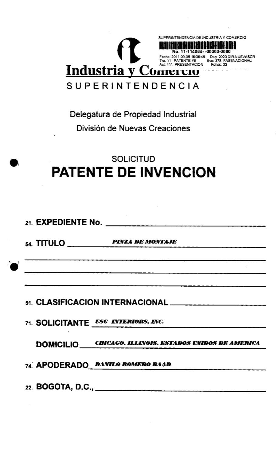 PINZA DE MONTAJE PARA GUARNICIONES DE TECHOS SUSPENDIDOS