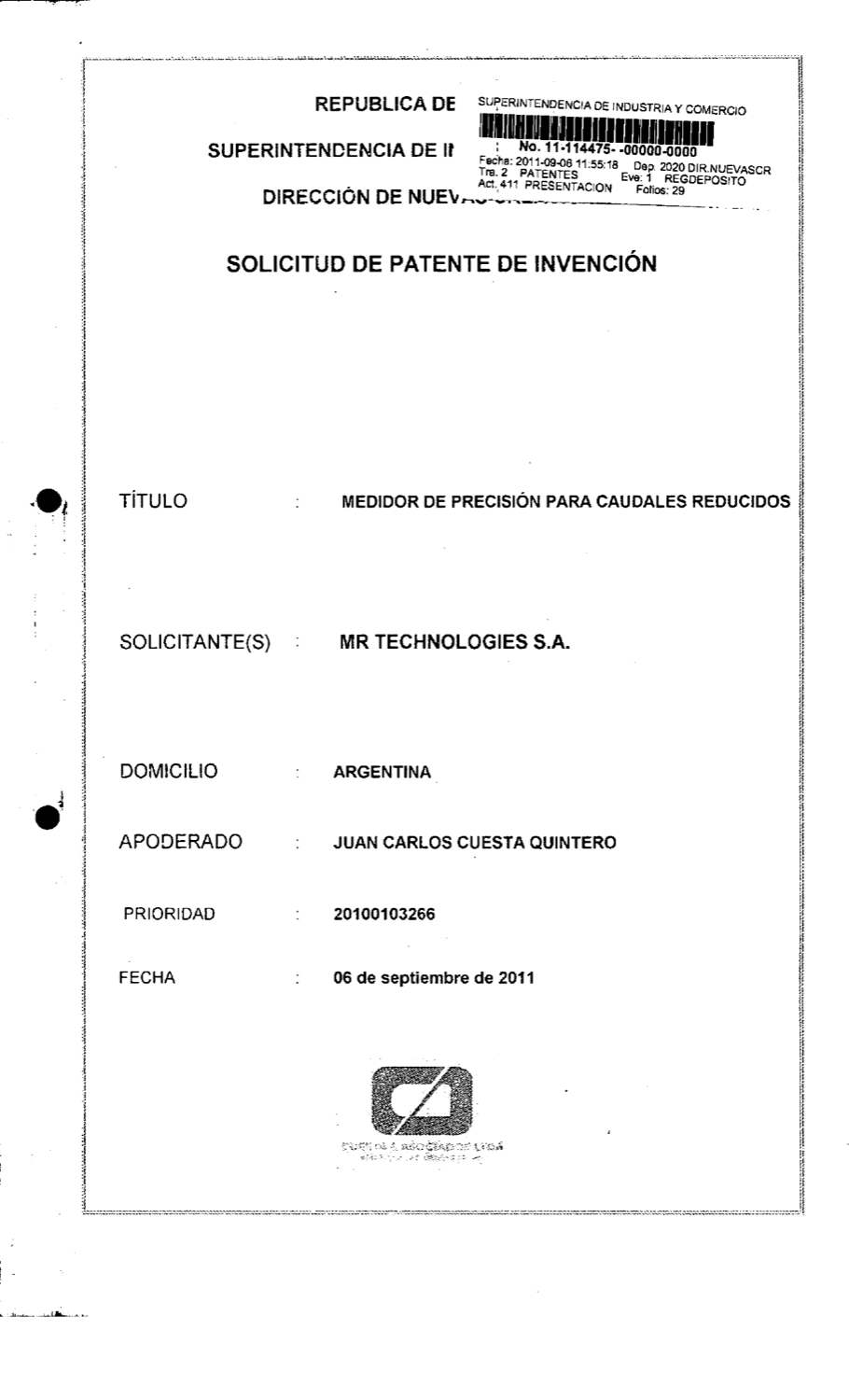 MEDIDOR DE PRECISIÓN PARA CAUDALES REDUCIDOS