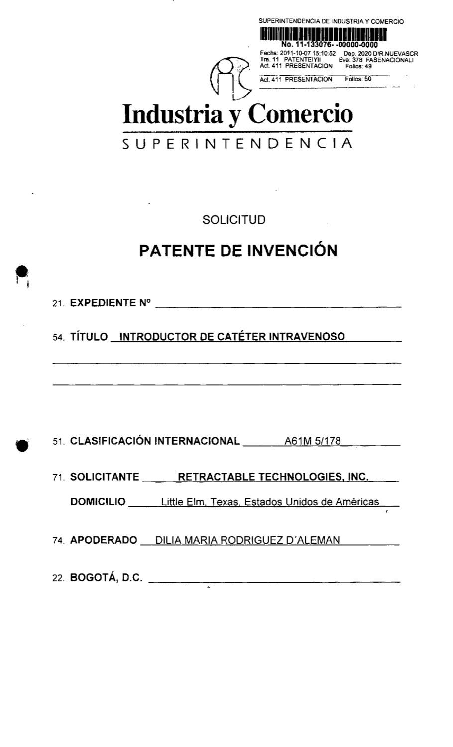INTRODUCTOR DE CATÉTER INTRAVENOSO