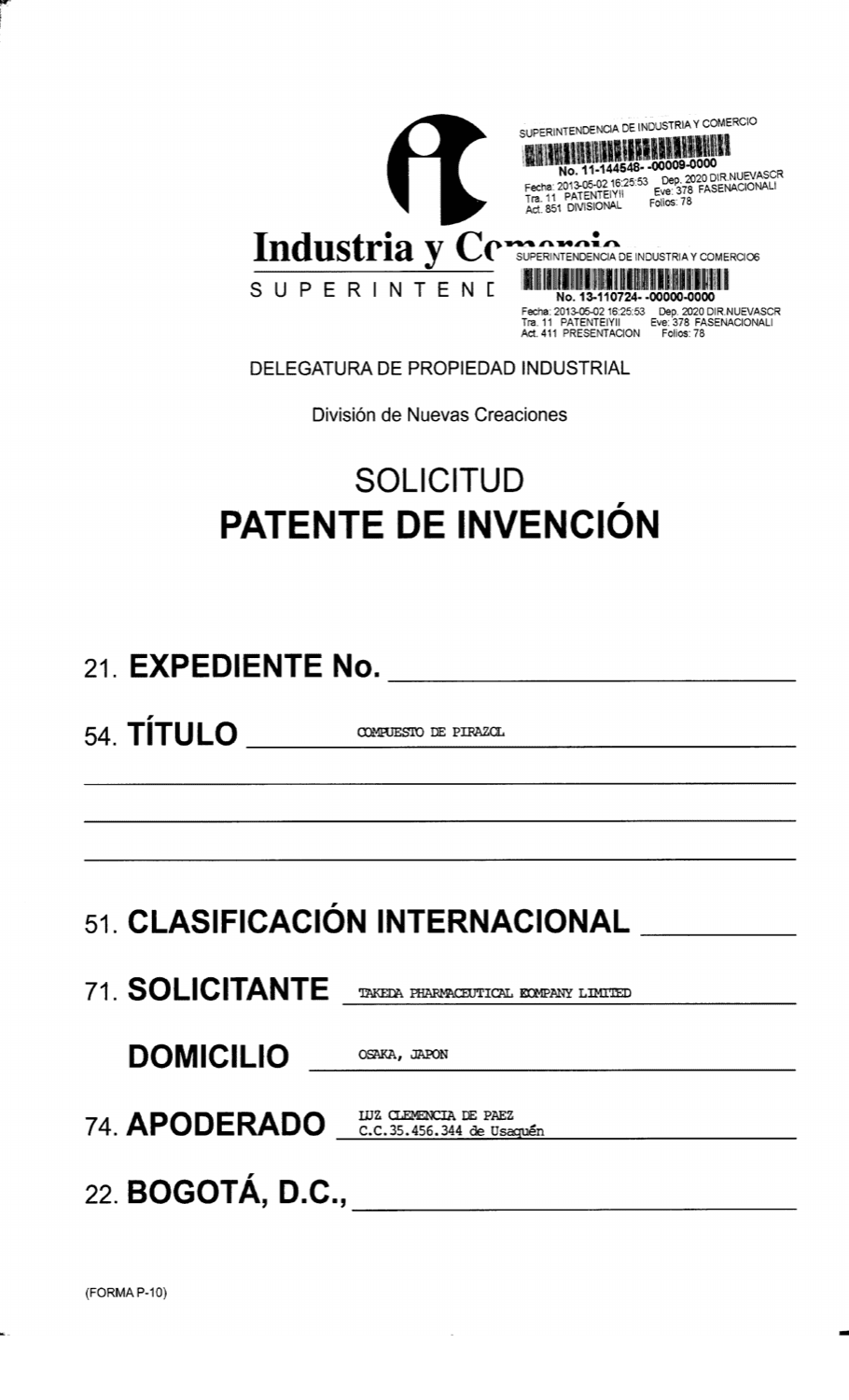 COMPUESTO DE PIRAZOL