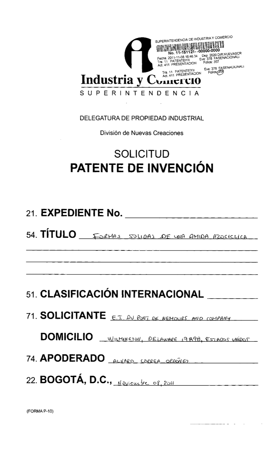 FORMAS SÓLIDAS DE UNA AMIDA AZOCICLICA