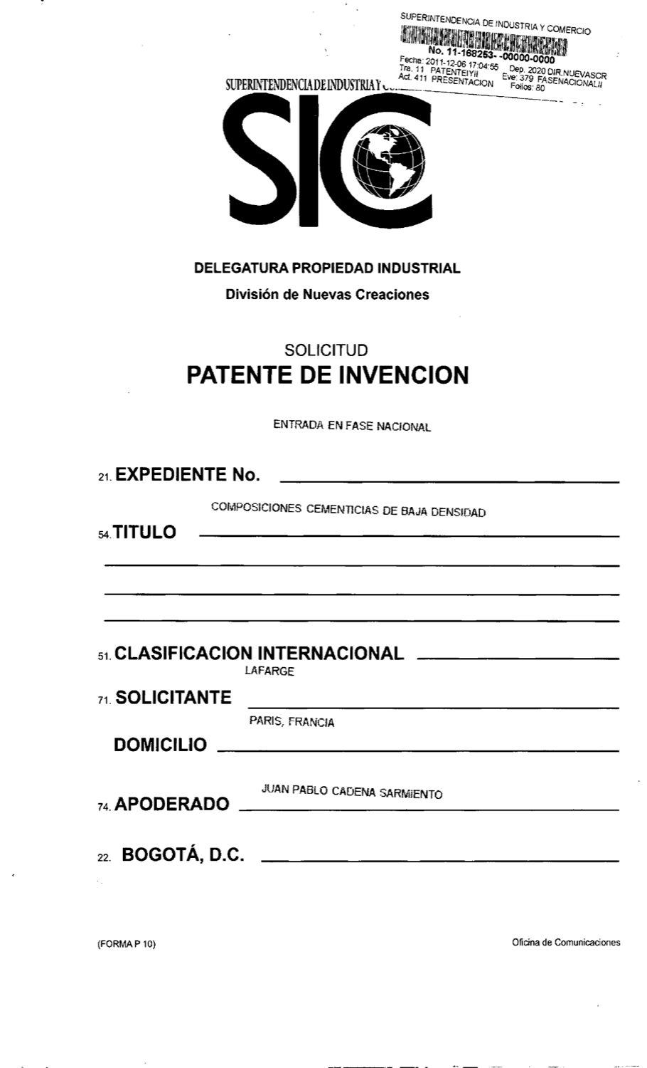 COMPOSICIONES CEMENTICIAS DE BAJA DENSIDAD.