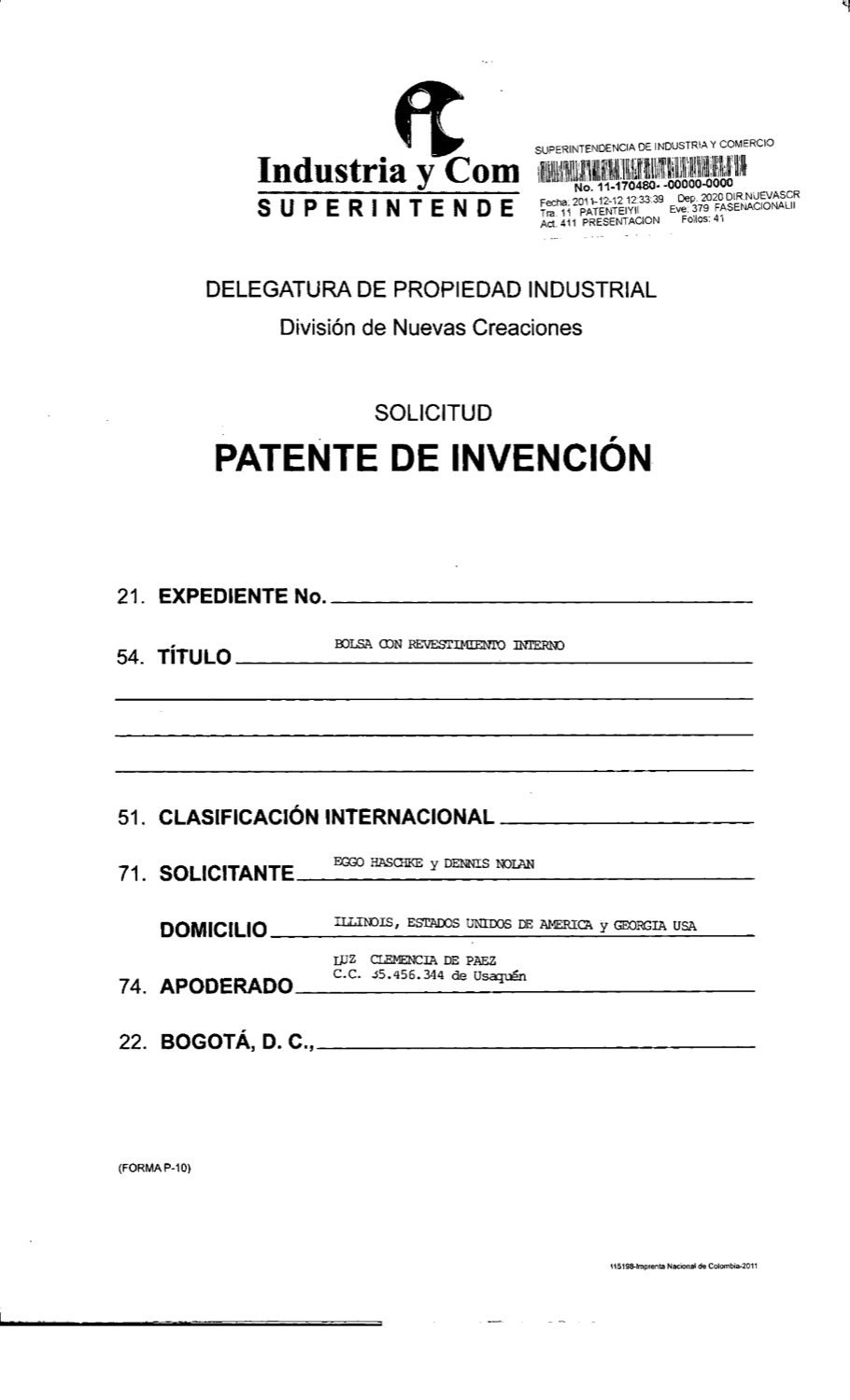 BOLSA CON REVESTIMIENTO INTERNO.