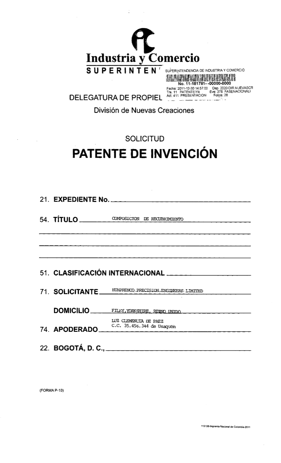 COMPOSICION DE RECUBRIMIENTO