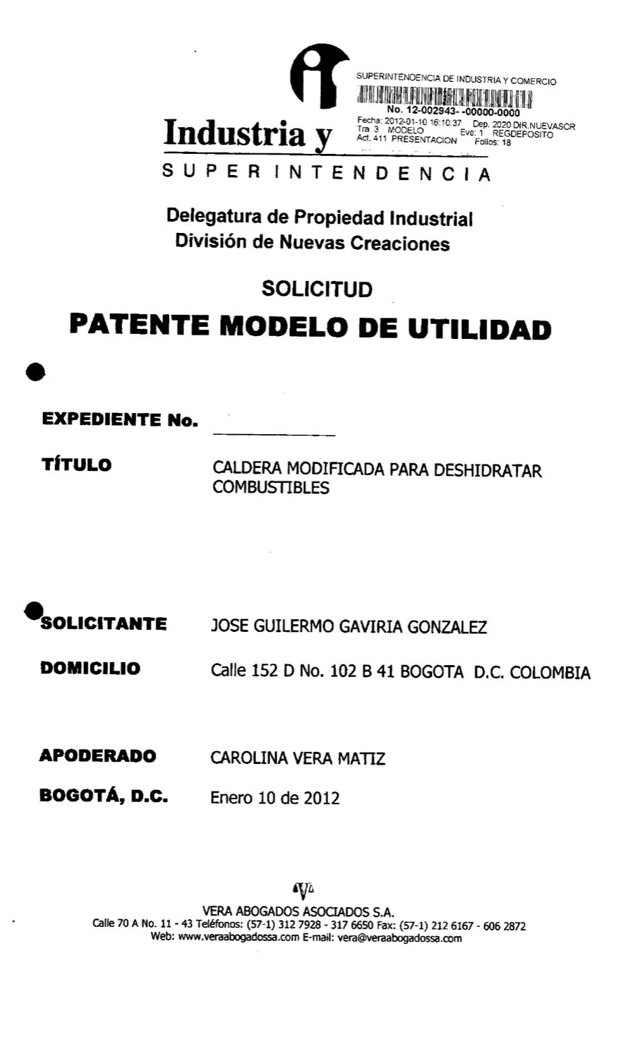 CALDERA MODIFICADA PARA DESHIDRATAR COMBUSTIBLES