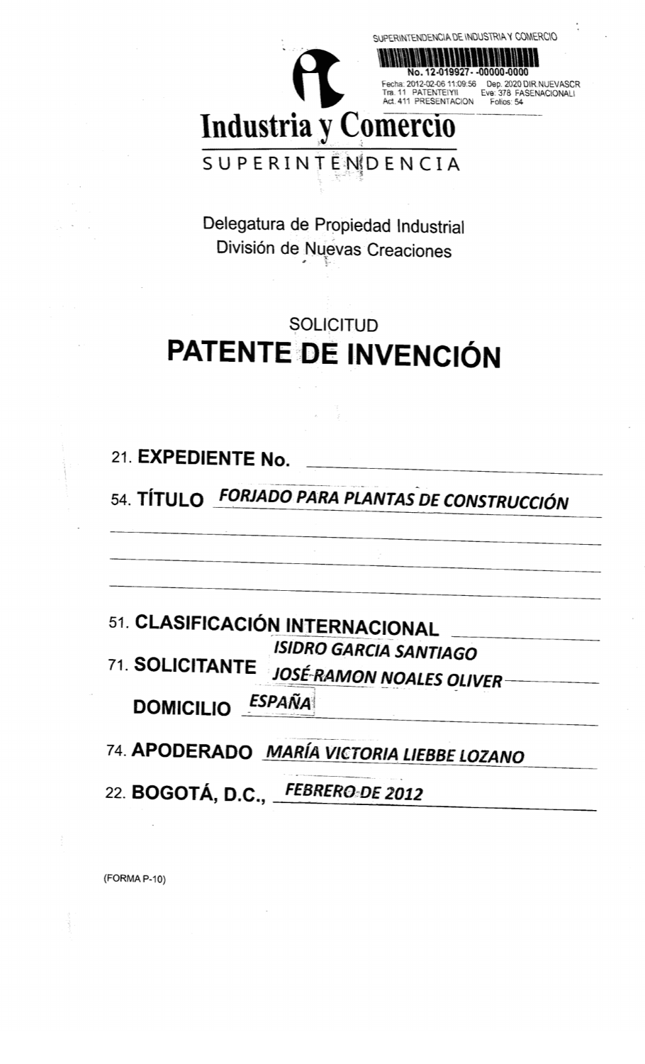 FORJADO PARA PLANTAS DE CONSTRUCCIÓN