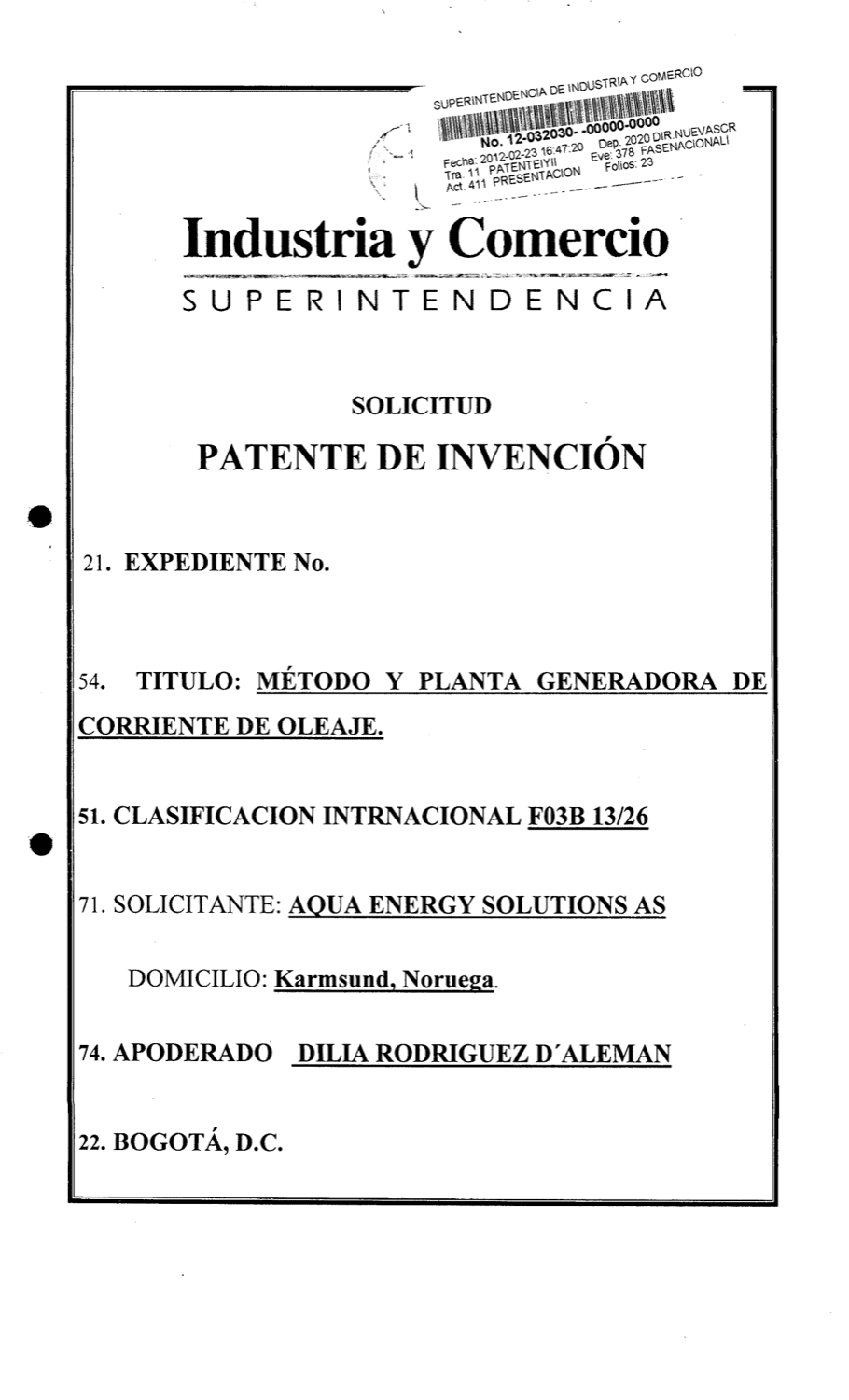 MÉTODO Y PLANTA GENERADORA DE CORRIENTE DE OLEAJE
