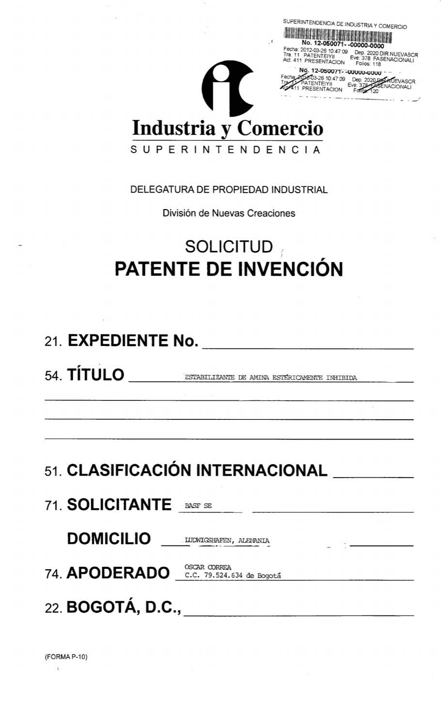ESTABILIZANTE DE AMINA ESTÉRICAMENTE IMPEDIDA