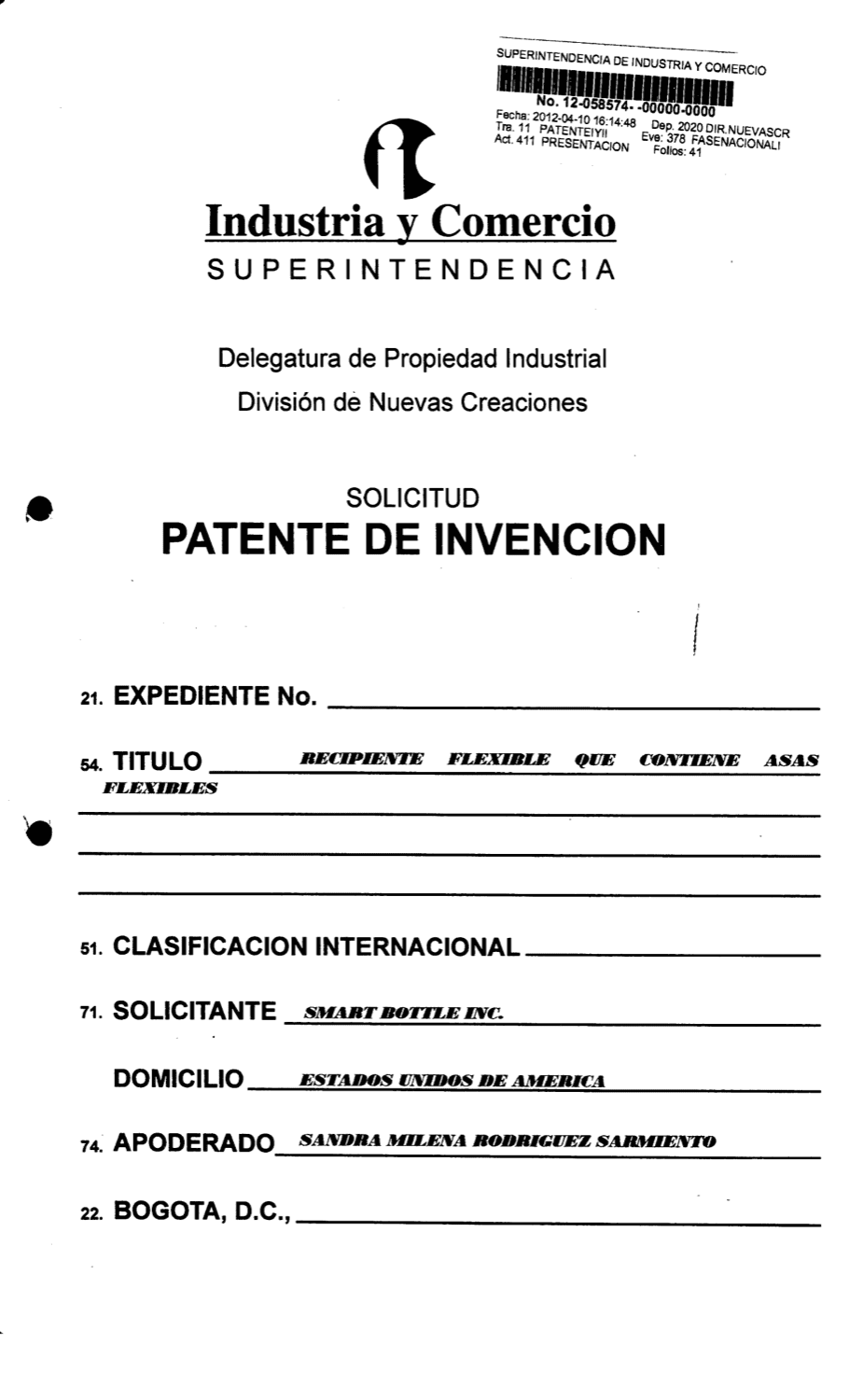 RECIPIENTE FLEXIBLE QUE CONTIENE ASAS FLEXIBLES