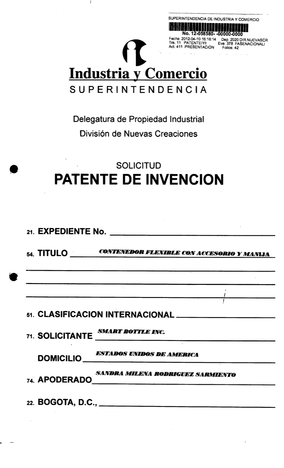 CONTENEDOR FLEXIBLE CON ACCESORIO Y MANIJA