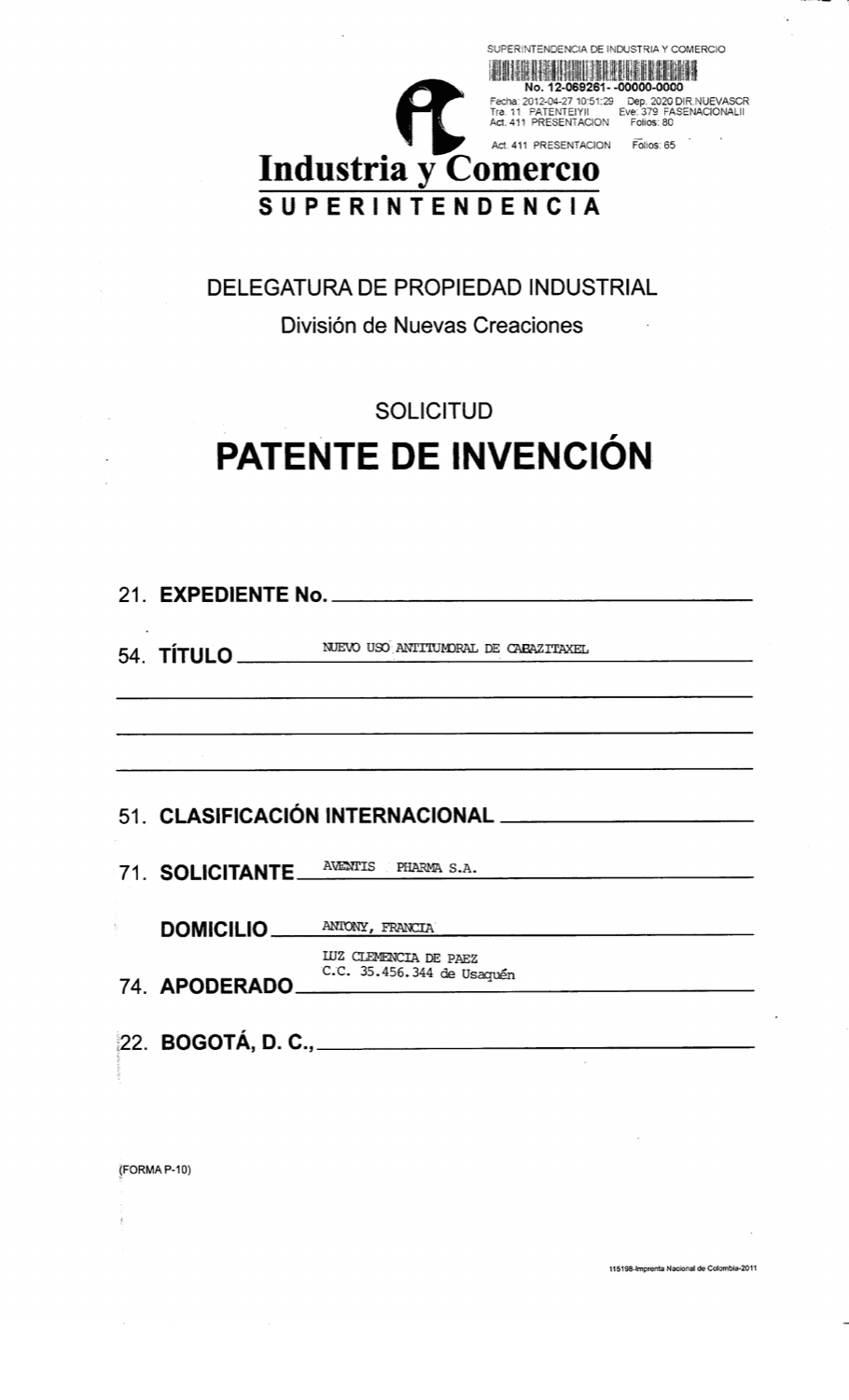 UN KIT QUE COMPRENDE CABAZITAXEL Y PREDNISONA