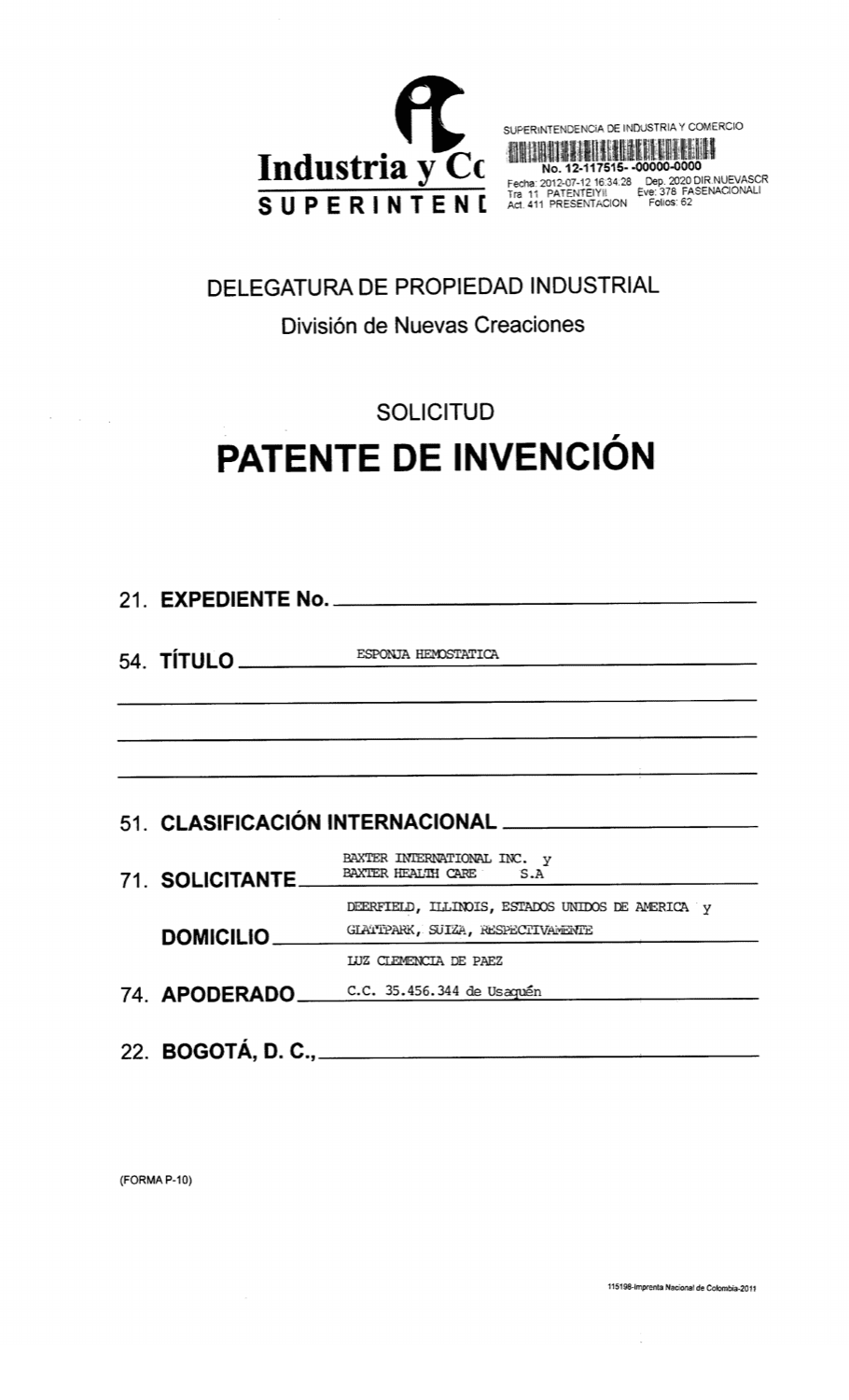 ESPONJA HEMOSTÁTICA