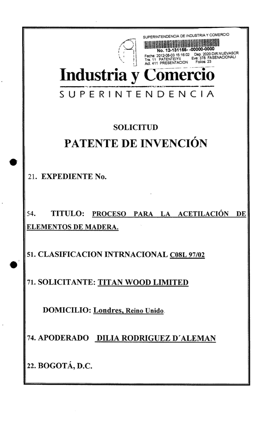 PROCESO PARA LA ACETILACIÓN DE ELEMENTOS DE MADERA