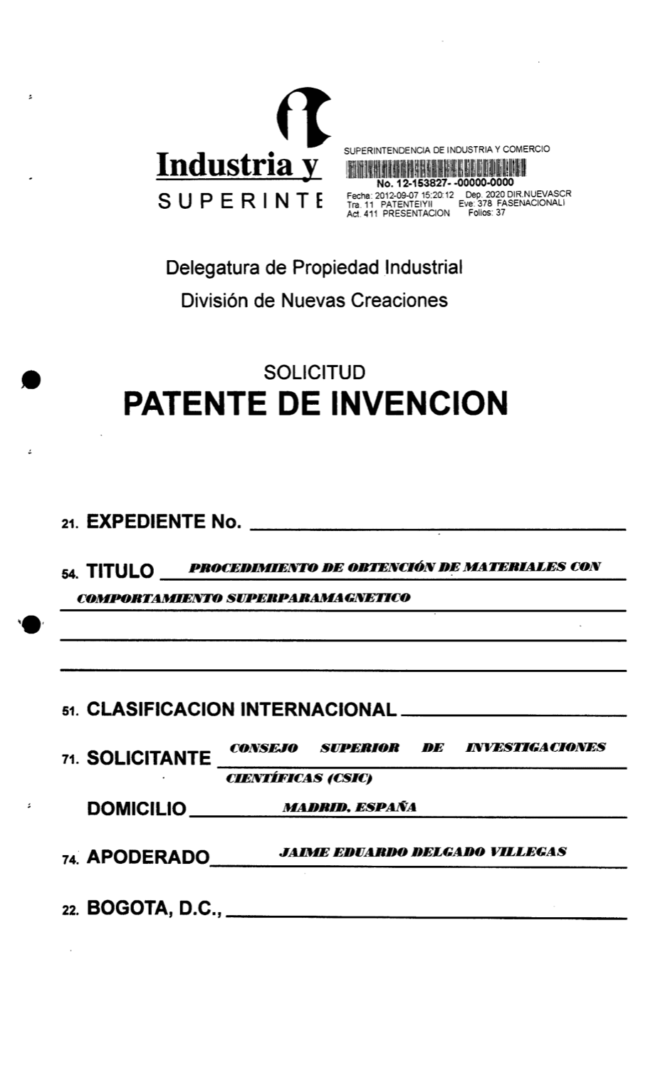PROCEDIMIENTO DE OBTENCION DE MATERIALES CON COMPORTAMIENTO SUPERPARAMAGNETICO