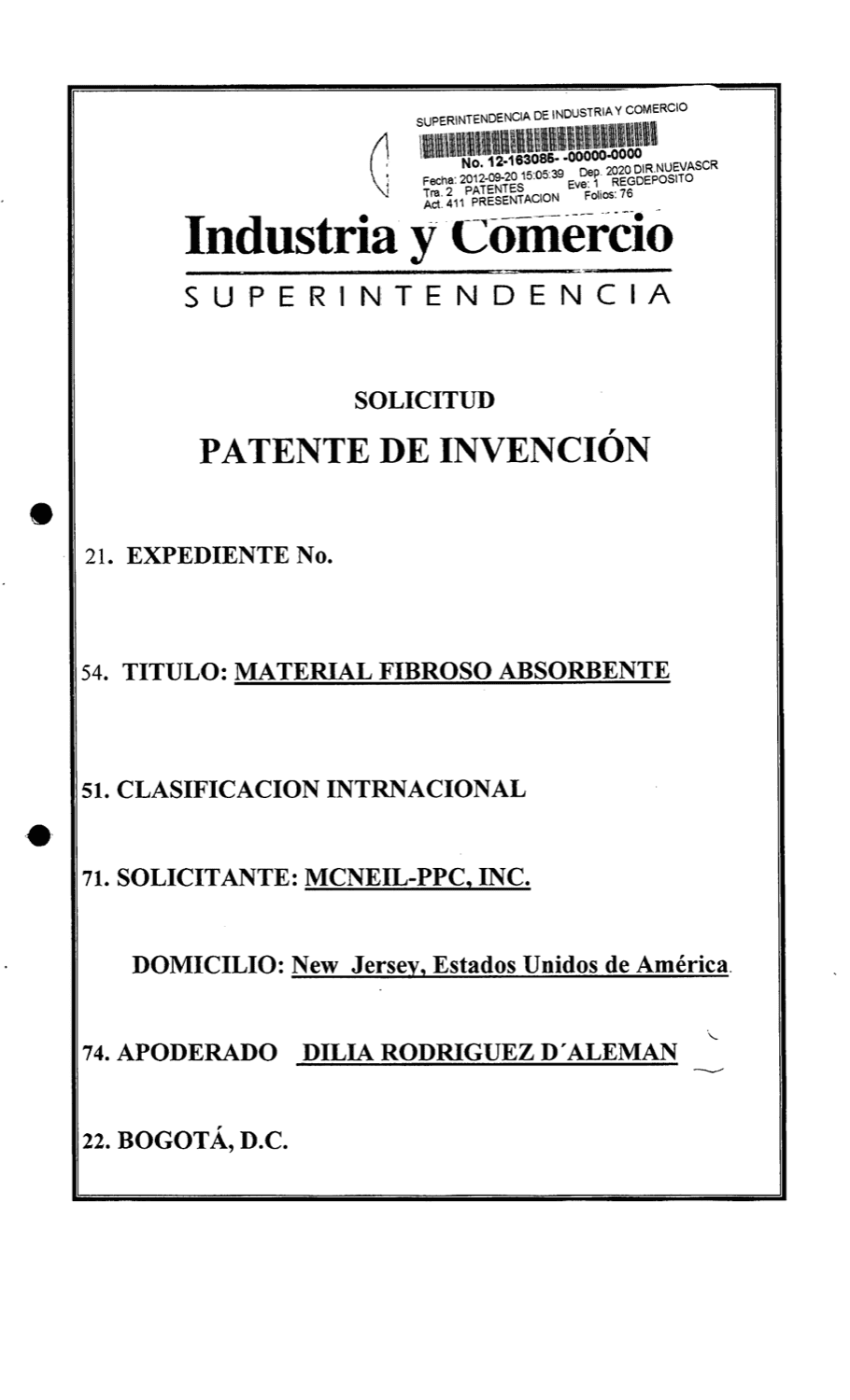 MATERIAL FIBROSO ABSORBENTE