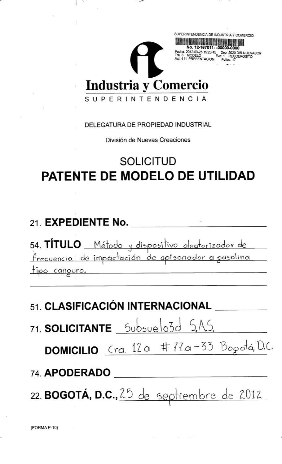 METODO Y DISPOSITIVO ALEATORIZADOR DE FRECUENCIA DE IMPACTACIÓN DE APISONADOR A GASOLINA TIPO CANGURO