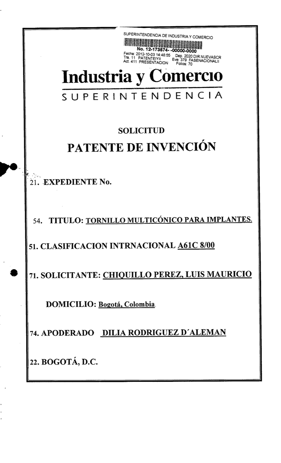 TORNILLO MULTICÓNICO PARA IMPLANTES