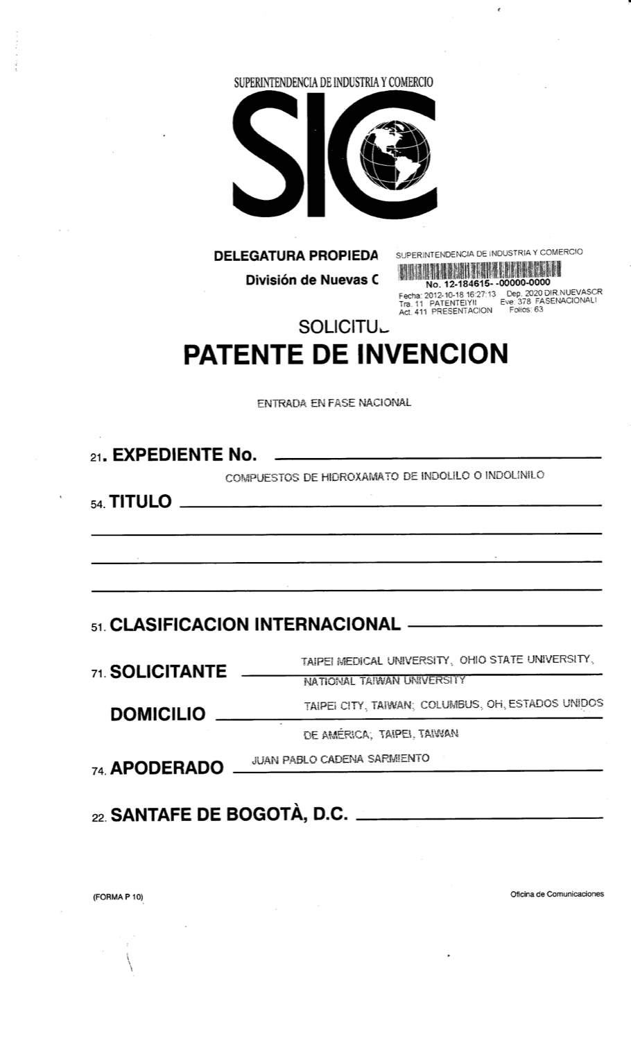 COMPUESTOS DE HIDROXAMATO DE INDOLILO O INDOLINILO