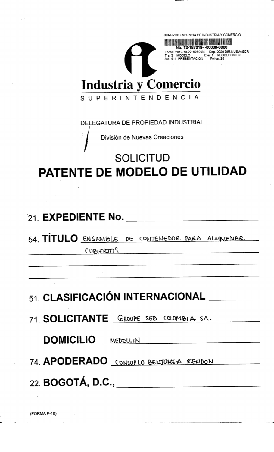 ENSAMBLE DE CONTENEDOR PARA ALMACENAR CUBIERTOS